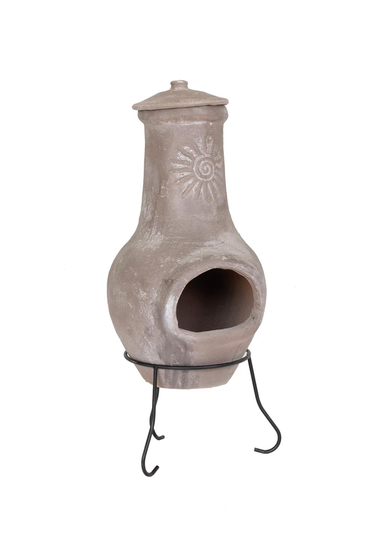 Charles Bentley Outdoor Medium Natural Clay Chiminea Patio Heater (80cm x 35cm)