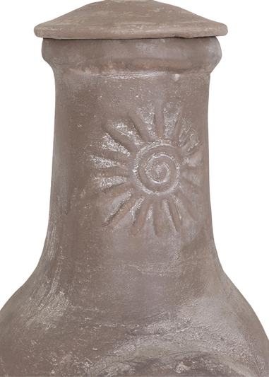 Charles Bentley Outdoor Medium Natural Clay Chiminea Patio Heater (80cm x 35cm)