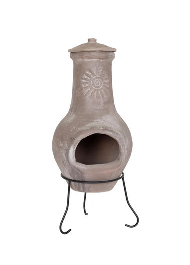 Charles Bentley Outdoor Medium Natural Clay Chiminea Patio Heater (80cm x 35cm)