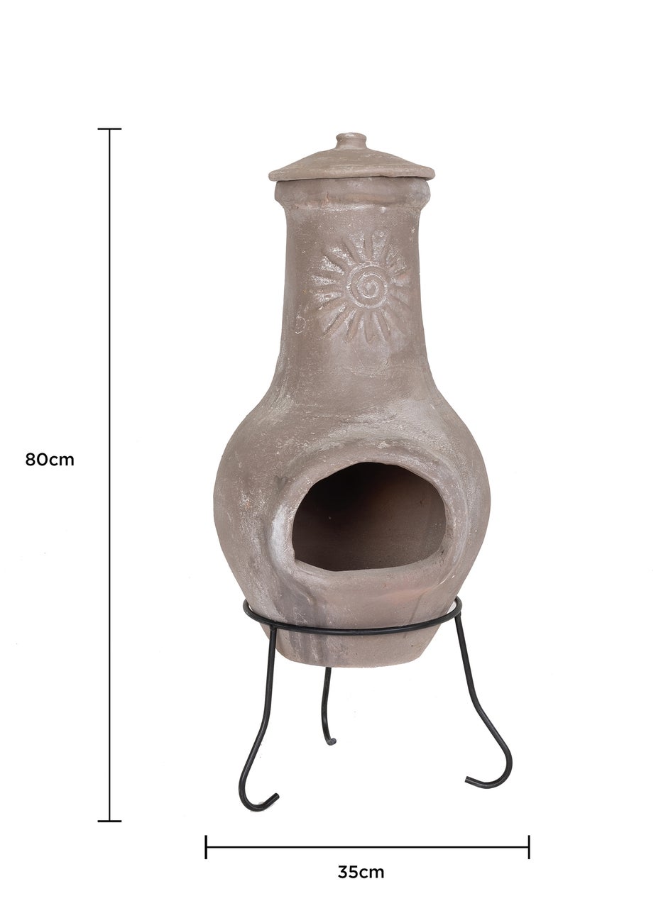 Charles Bentley Outdoor Medium Natural Clay Chiminea Patio Heater (80cm x 35cm)