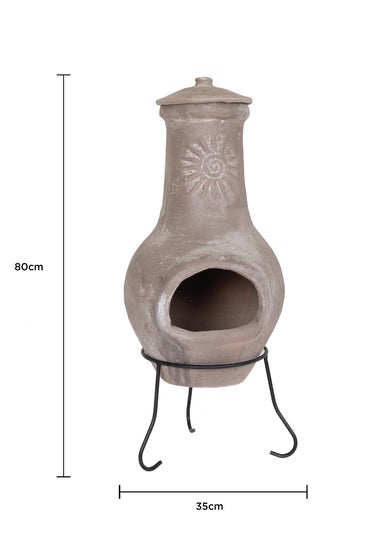 Charles Bentley Outdoor Medium Natural Clay Chiminea Patio Heater (80cm x 35cm)