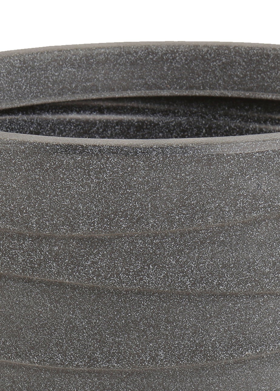 Charles Bentley Grey Pair of Tall Trojan Round Charcoal Plant Pot (Dia. 38cm)