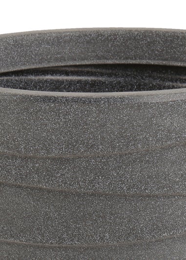 Charles Bentley Grey Pair of Tall Trojan Round Charcoal Plant Pot (Dia. 38cm)