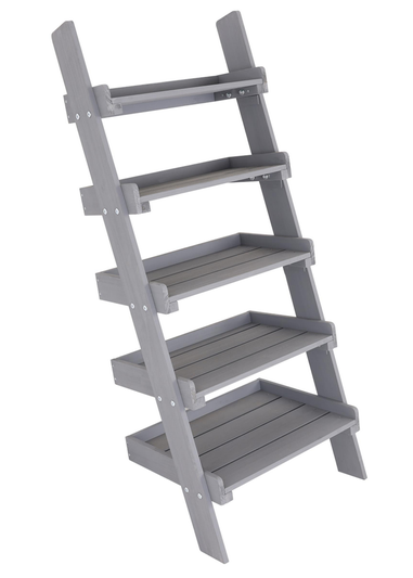 Charles Bentley FSC Slim Grey Tall Ladder Planter (H110 x D33 x W45cm)