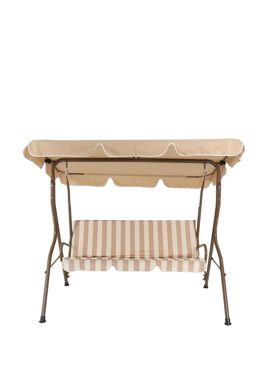 Charles Bentley 2-3 Seater Garden Beige Striped Swing Seat Hammock (H154 x W173 x D111cm)