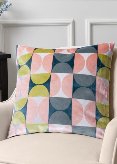 Paoletti Bardot Geometric Jacquard Filled Cushion (50 x 50 x 8cm) Pink/Avo Green
