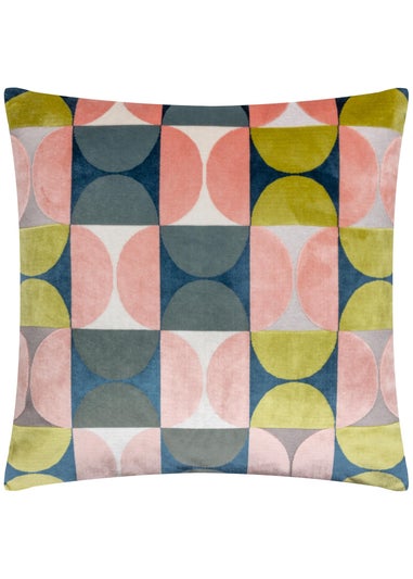 Paoletti Bardot Geometric Jacquard Filled Cushion (50 x 50 x 8cm) Pink/Avo Green