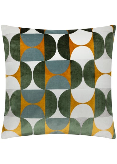 Paoletti Bardot Geometric Jacquard Filled Cushion (50 x 50 x 8cm) Gold/Blue