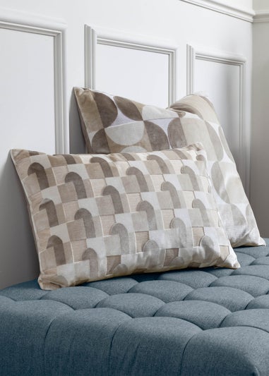 Paoletti Bardot Geometric Jacquard Filled Cushion (50 x 50 x 8cm) Natural