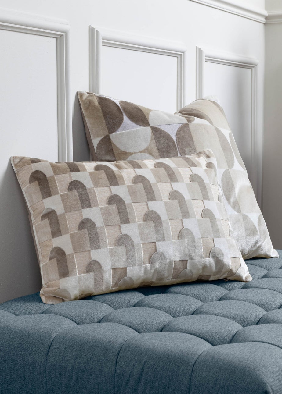 Paoletti Bardot Geometric Jacquard Filled Cushion (50 x 50 x 8cm) Natural