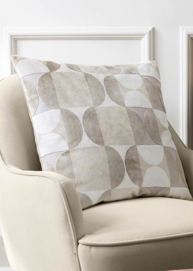 Paoletti Bardot Geometric Jacquard Filled Cushion (50 x 50 x 8cm) Natural