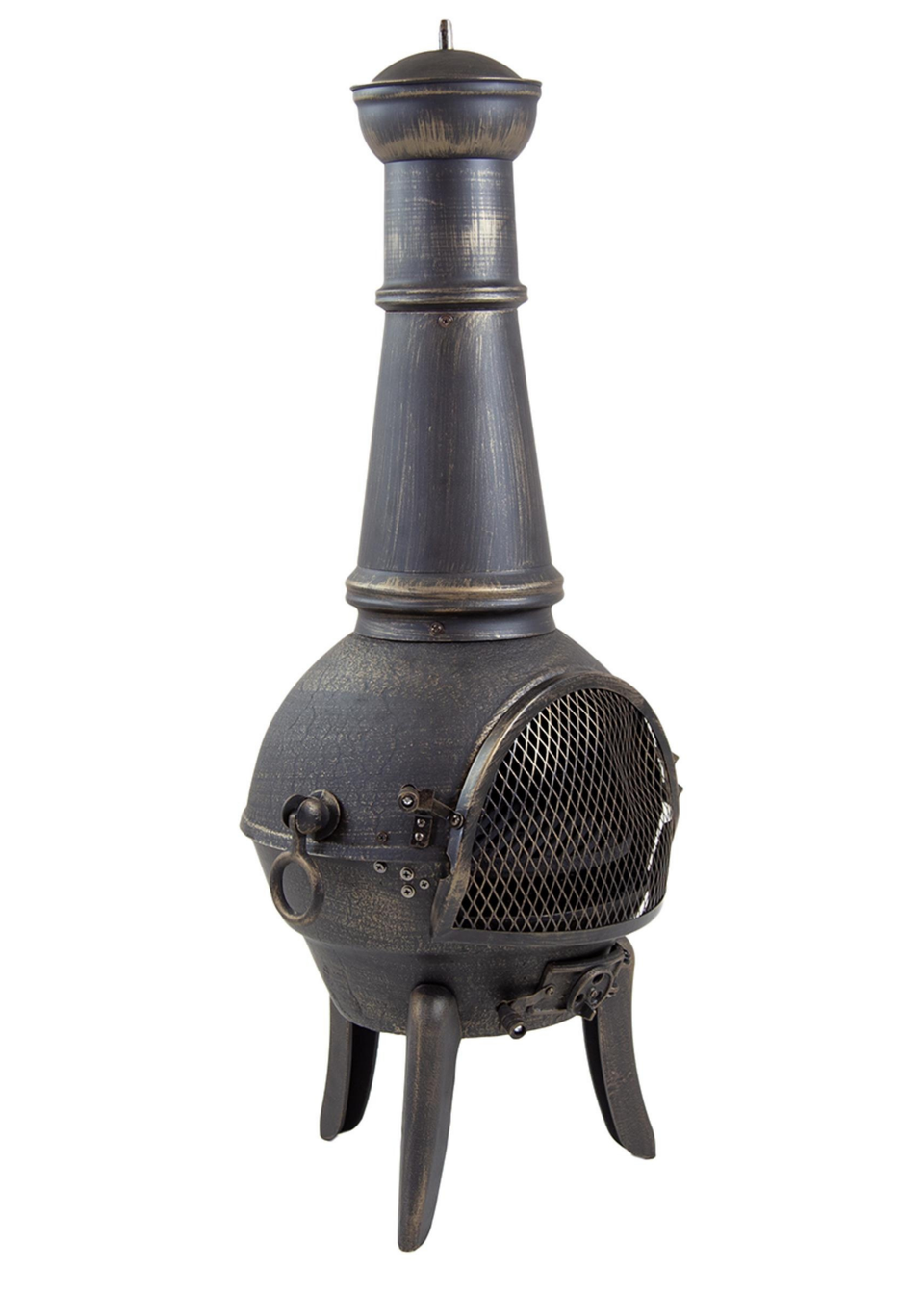 Charles Bentley Extra-Large Cast Iron Chiminea Black Patio Heater (120cm x 43cm)