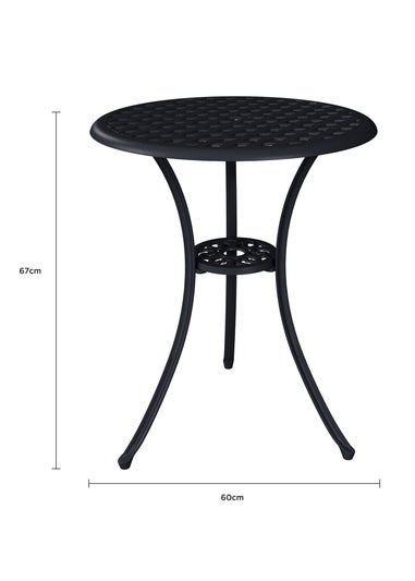 Charles Bentley Furniture Cast Aluminium Bistro Set Black Table & 2 Arm Chairs (3 Piece)
