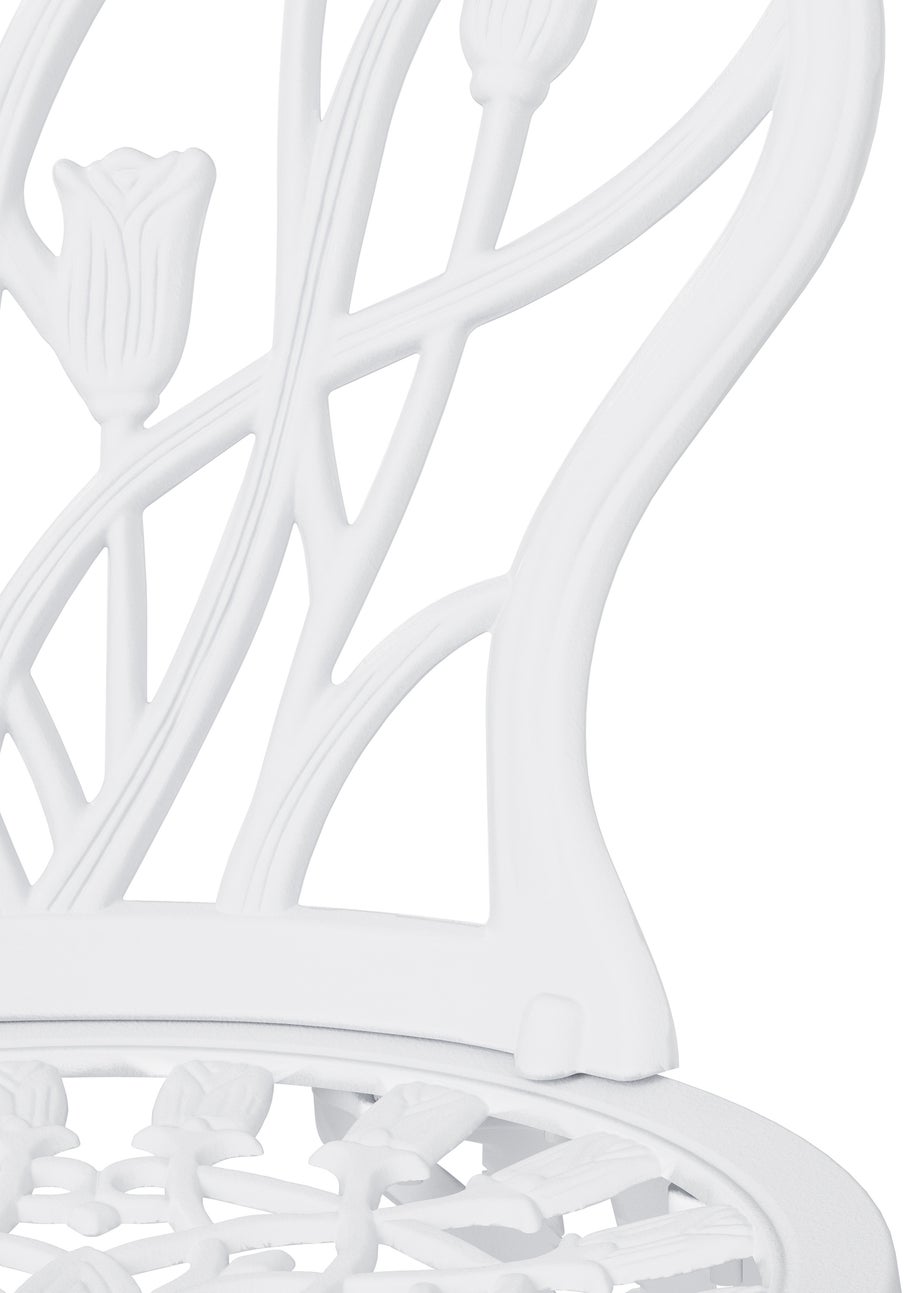 Charles Bentley Tulip Cast Aluminium White Patio Bistro Set Table & 2 Chairs (3 Piece)