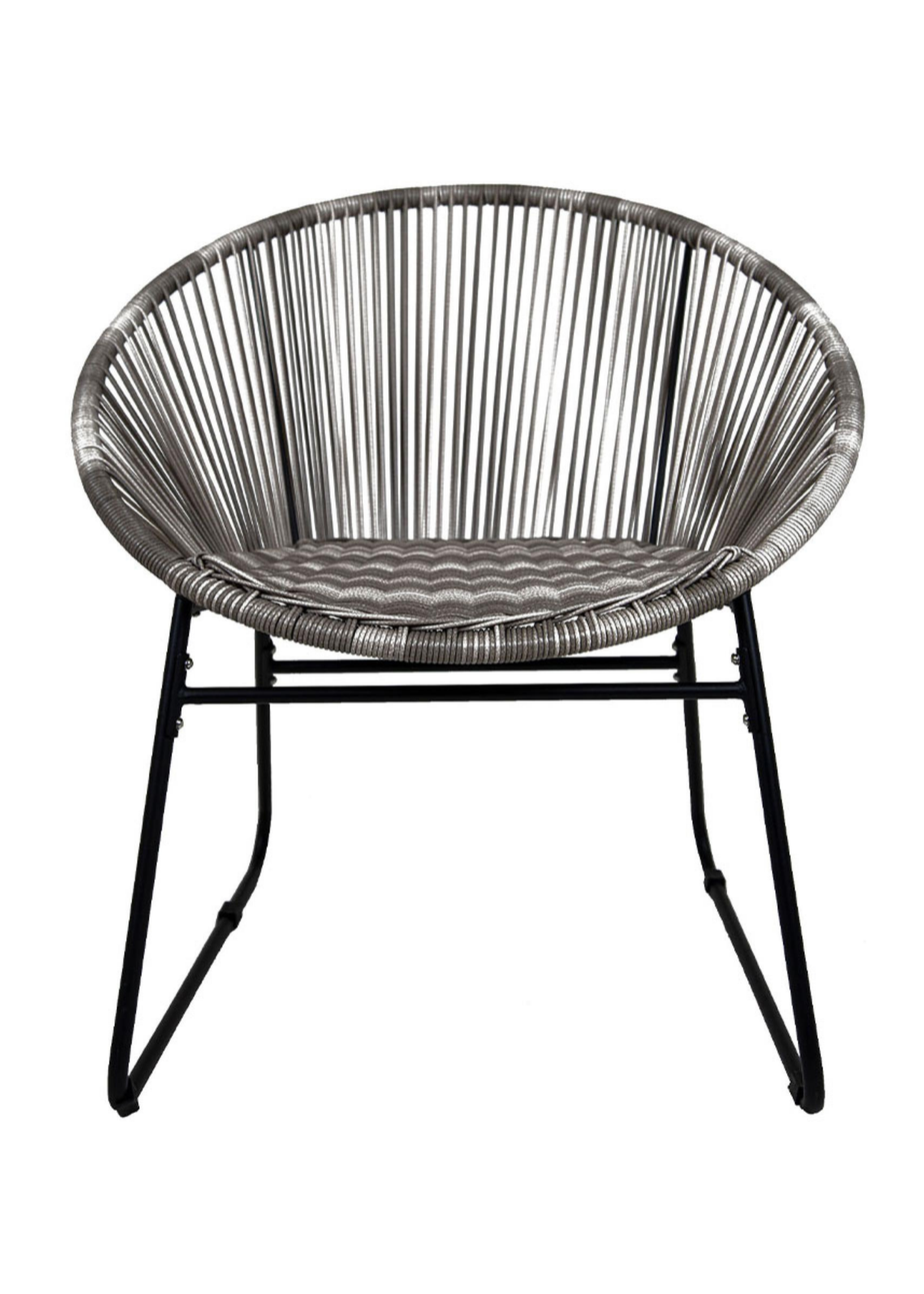 Charles Bentley Zanzibar Tea for Two Bistro Set Grey Cafe 2 Chairs and Table (3 Piece)