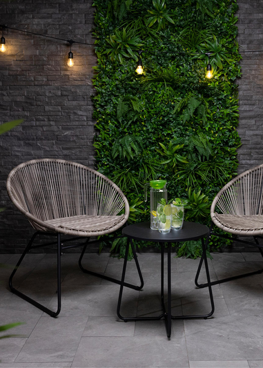 Charles Bentley Zanzibar Tea for Two Bistro Set Grey Cafe 2 Chairs and Table (3 Piece)