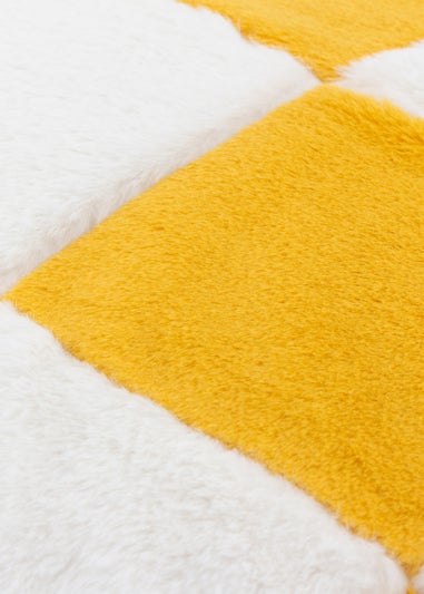 Heya Home Cozee Check Faux Fur Filled Cushion  (50 x 50 x 8 cm)