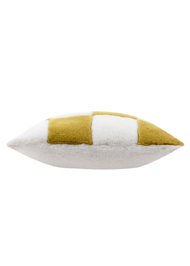 Heya Home Cozee Check Faux Fur Filled Cushion (50 x 50 x 8 cm)