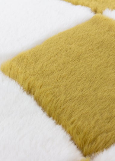 Heya Home Cozee Check Faux Fur Filled Cushion (50 x 50 x 8 cm)