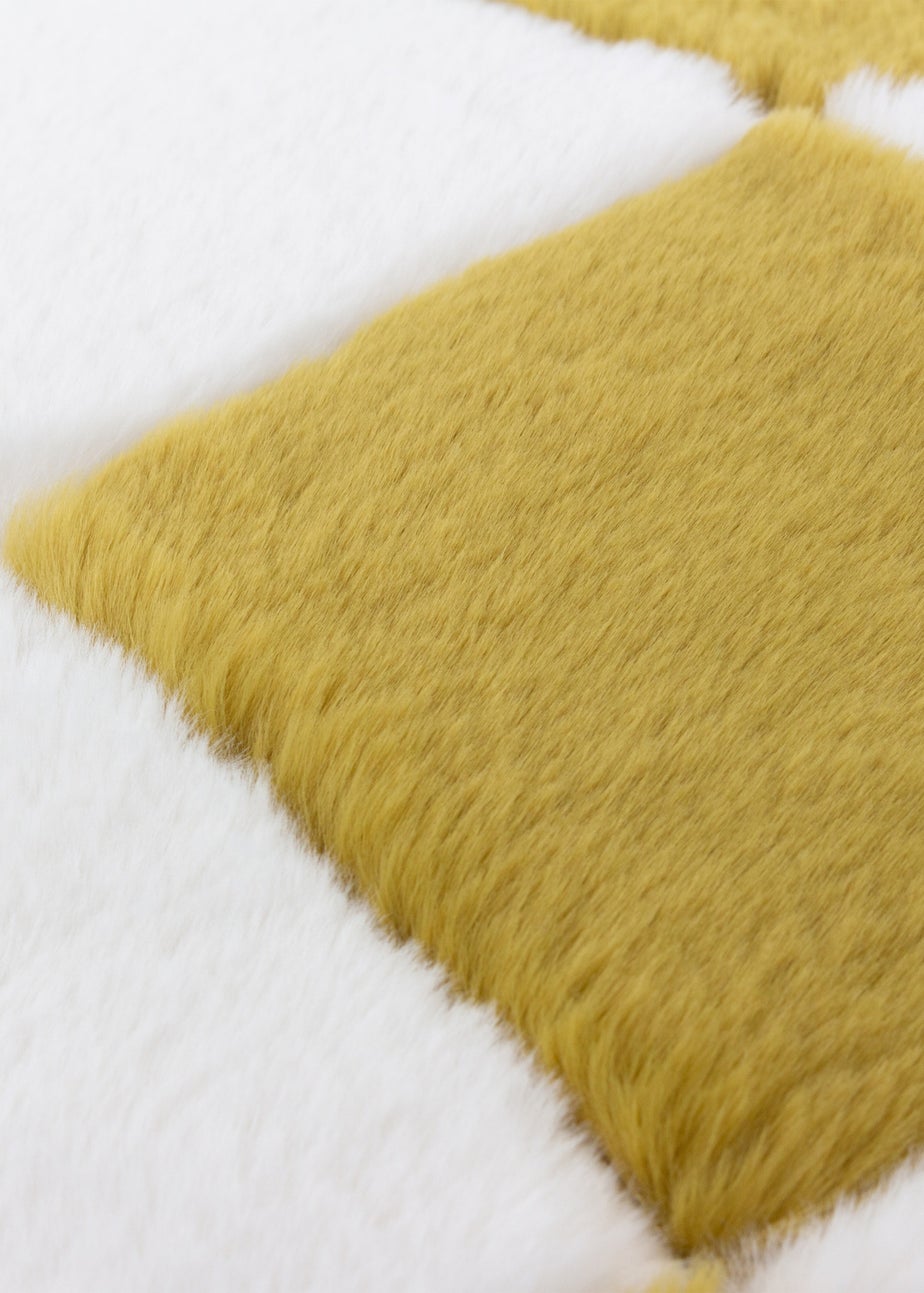 Heya Home Cozee Check Faux Fur Filled Cushion (50 x 50 x 8 cm)