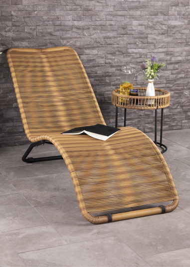 Charles Bentley Zanzibar Sun Lounger Bed Natural Sunbed Seat Garden Rattan (H76 x L59 X W161cm)