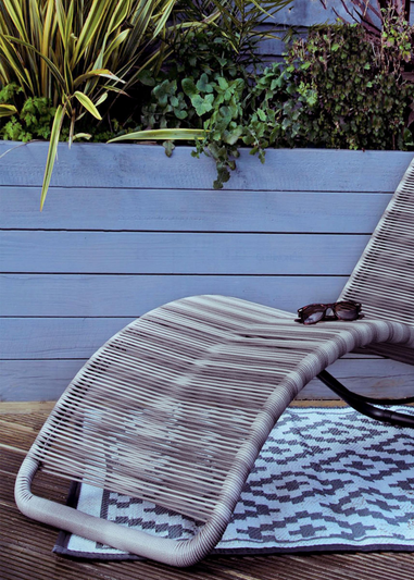 Charles Bentley Zanzibar Sun Lounger Bed Grey Sunbed Seat Garden Rattan (H76 x L59 x W161cm)