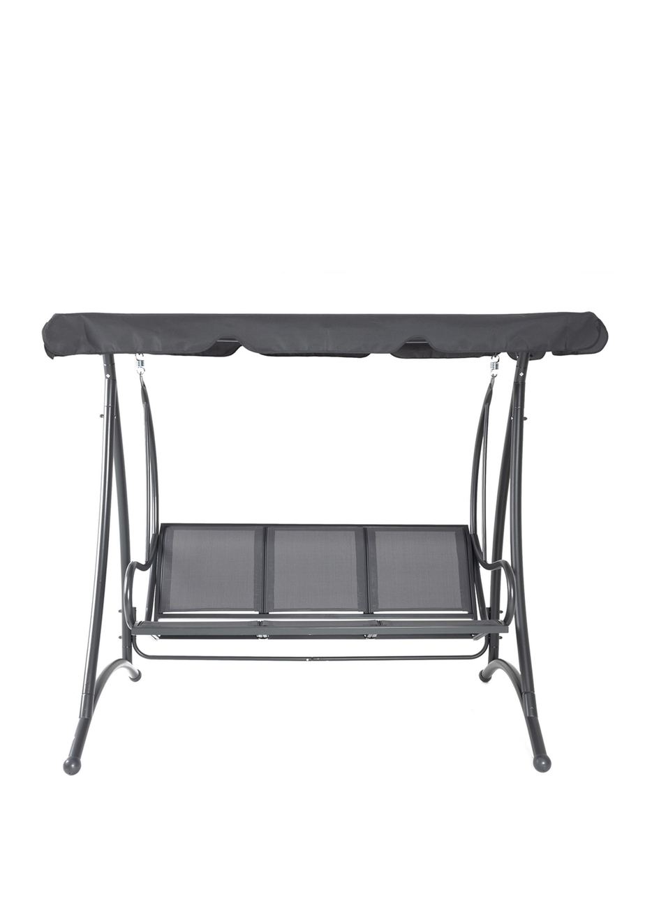 Charles Bentley Grey Swing Seat Bench Hammock with Canopy 3 Seater (H170 x D121 x W194cm)