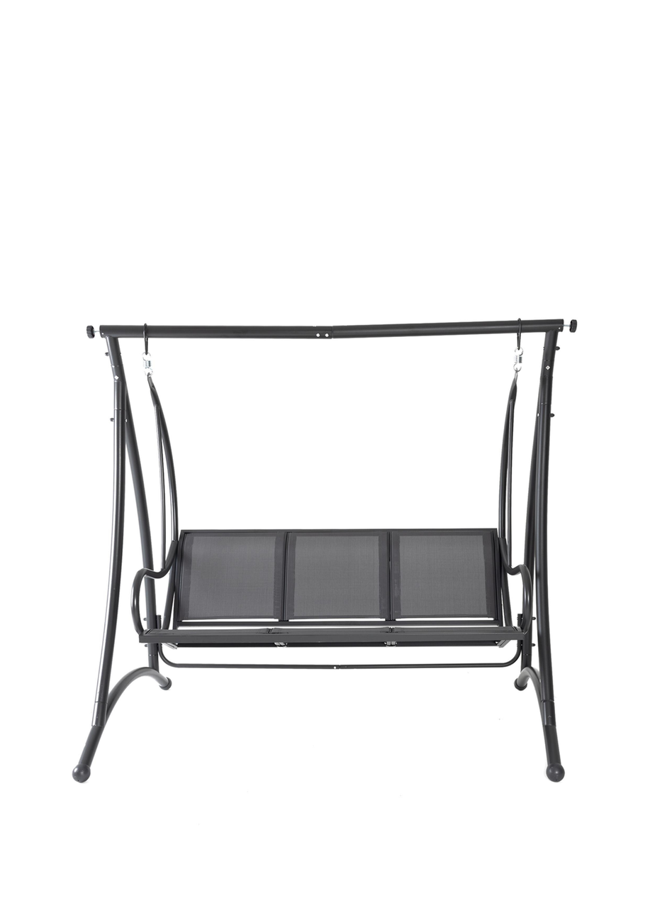 Charles Bentley Grey Swing Seat Bench Hammock with Canopy 3 Seater (H170 x D121 x W194cm)