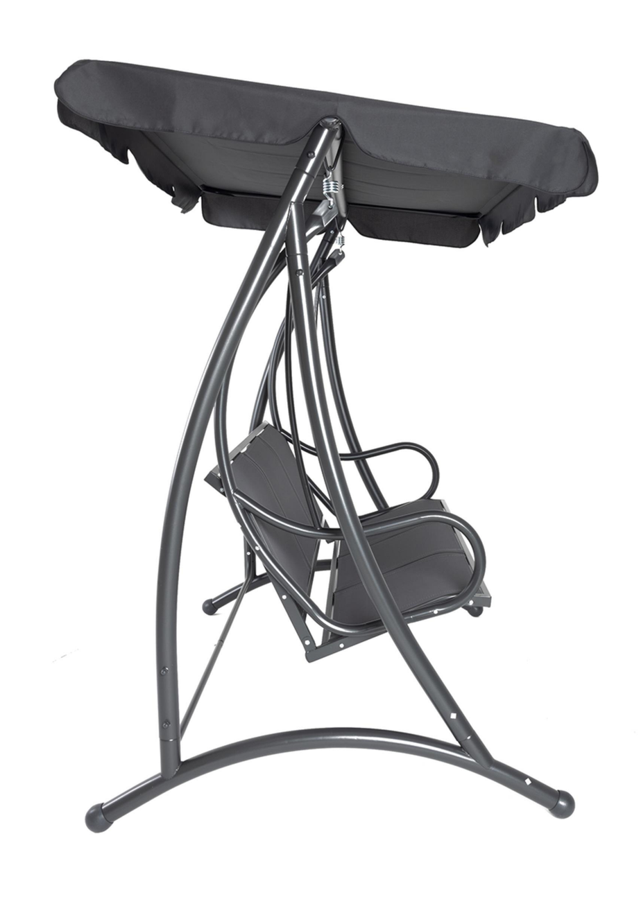 Charles Bentley Grey Swing Seat Bench Hammock with Canopy 3 Seater (H170 x D121 x W194cm)