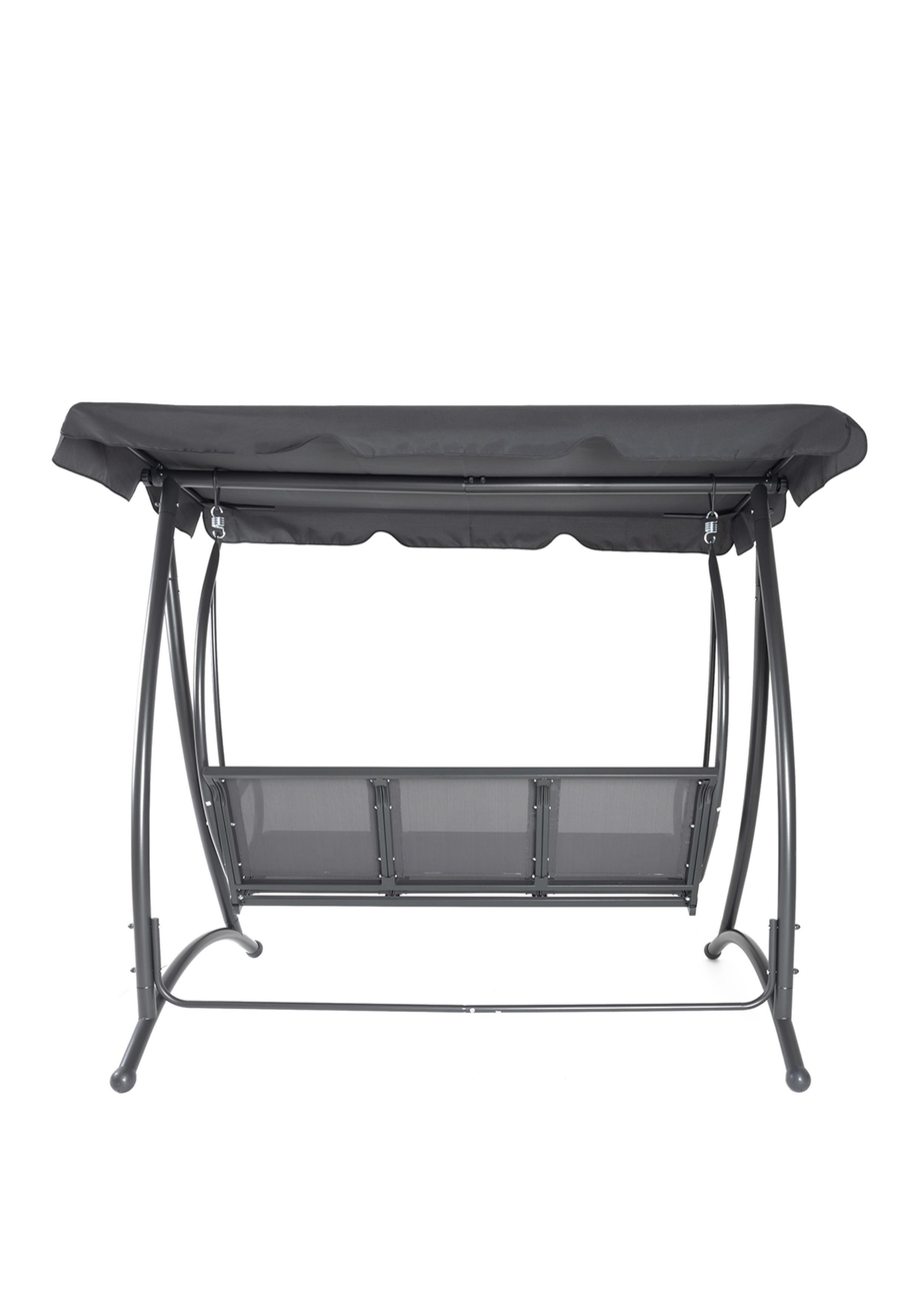 Charles Bentley Grey Swing Seat Bench Hammock with Canopy 3 Seater (H170 x D121 x W194cm)