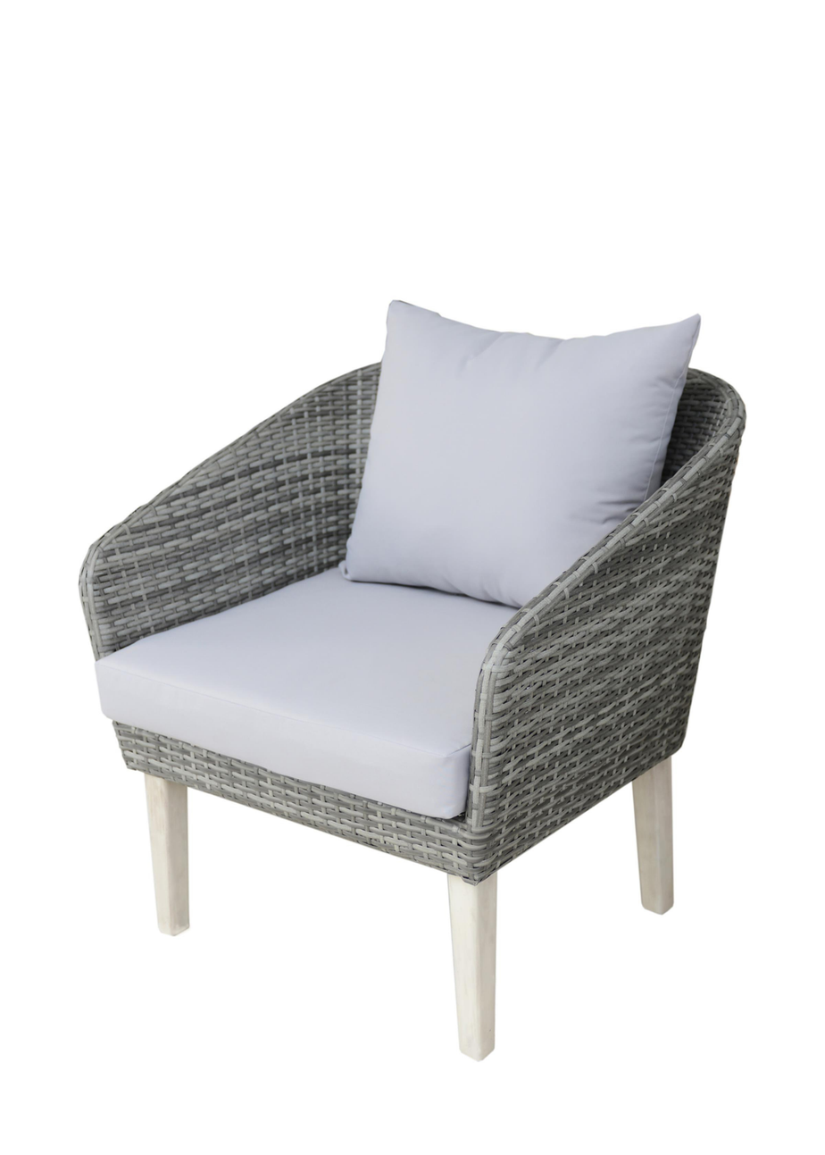 Charles Bentley Grey Wicker Madrid Lounge Set Sofa Chairs Coffee Table (4 Seater)