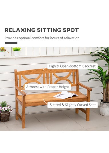Outsunny Natural 2-Seater Chair Wooden Garden Bench