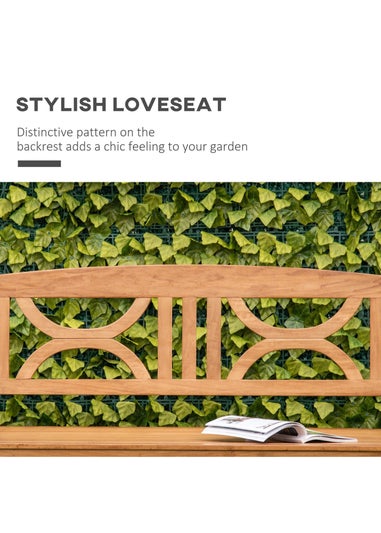 Outsunny Natural 2-Seater Chair Wooden Garden Bench