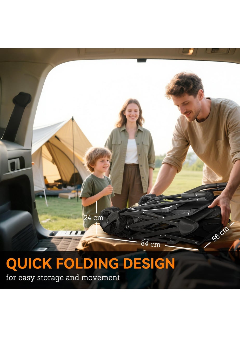 Outsunny Black Outdoor Wagon Stroller Cart with Canopy Top