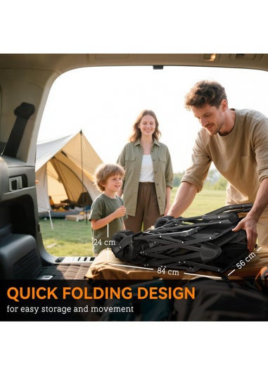 Outsunny Black Outdoor Wagon Stroller Cart with Canopy Top