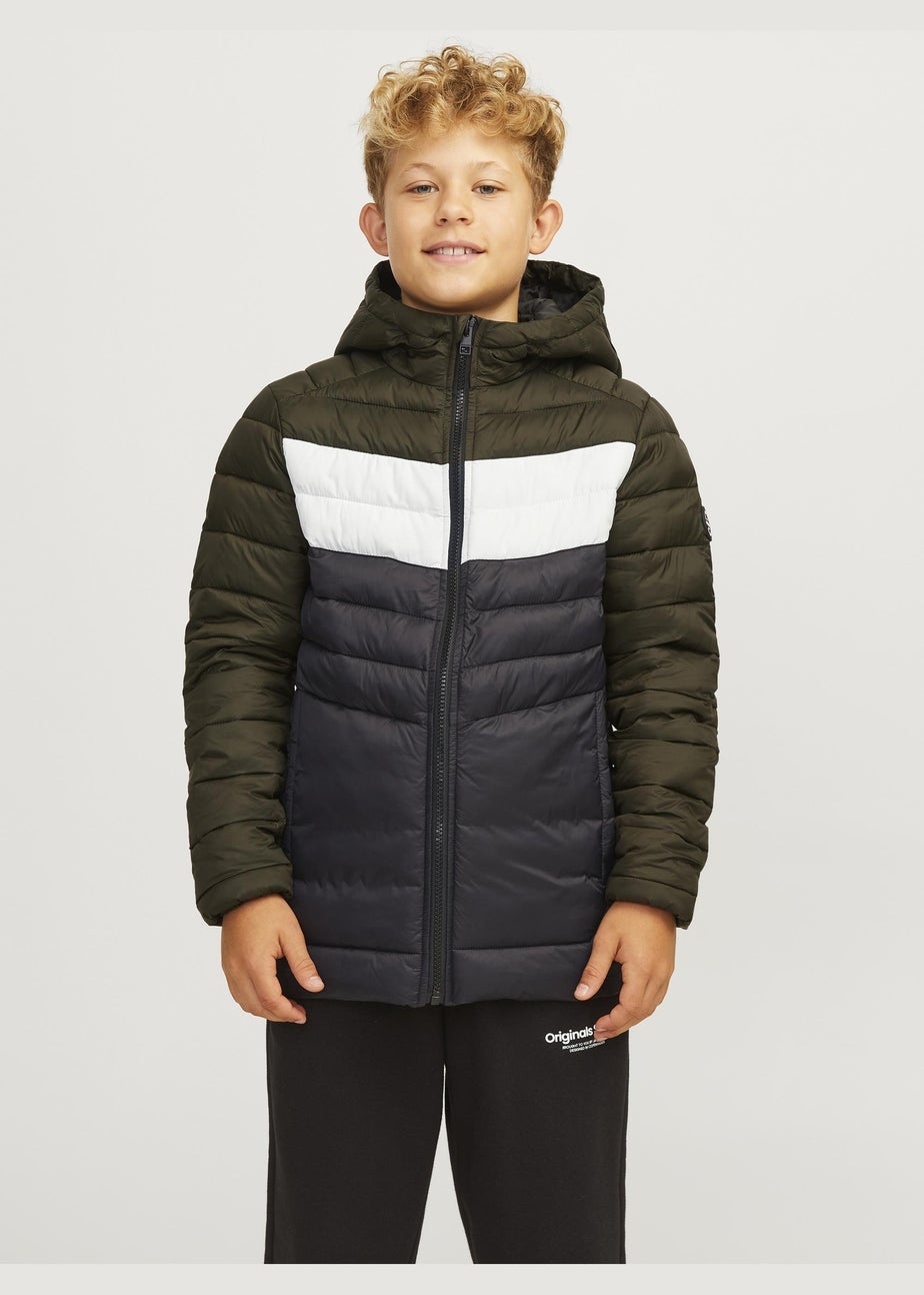 Jack & Jones Kids Black Panel Puffer Jacket (8-16yrs)
