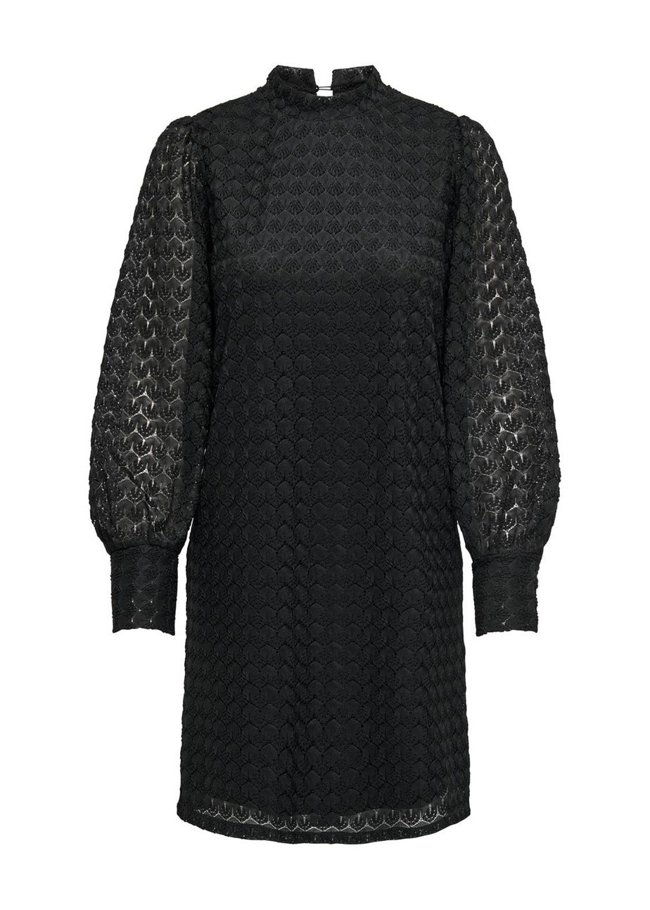 JDY Black Lace High Neck Midi Dress
