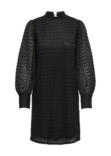 JDY Black Lace High Neck Midi Dress