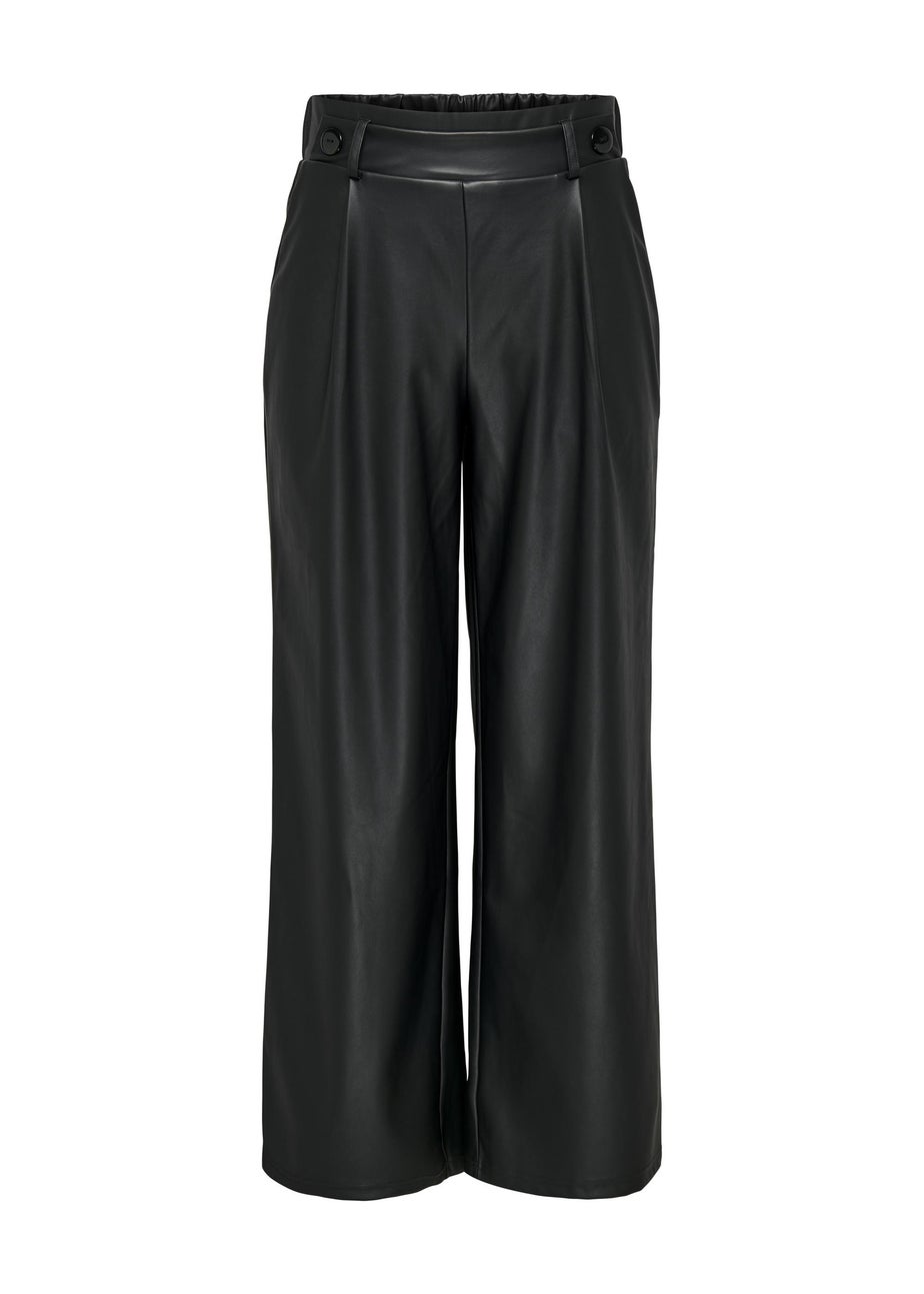 JDY Black Leather Look Trousers