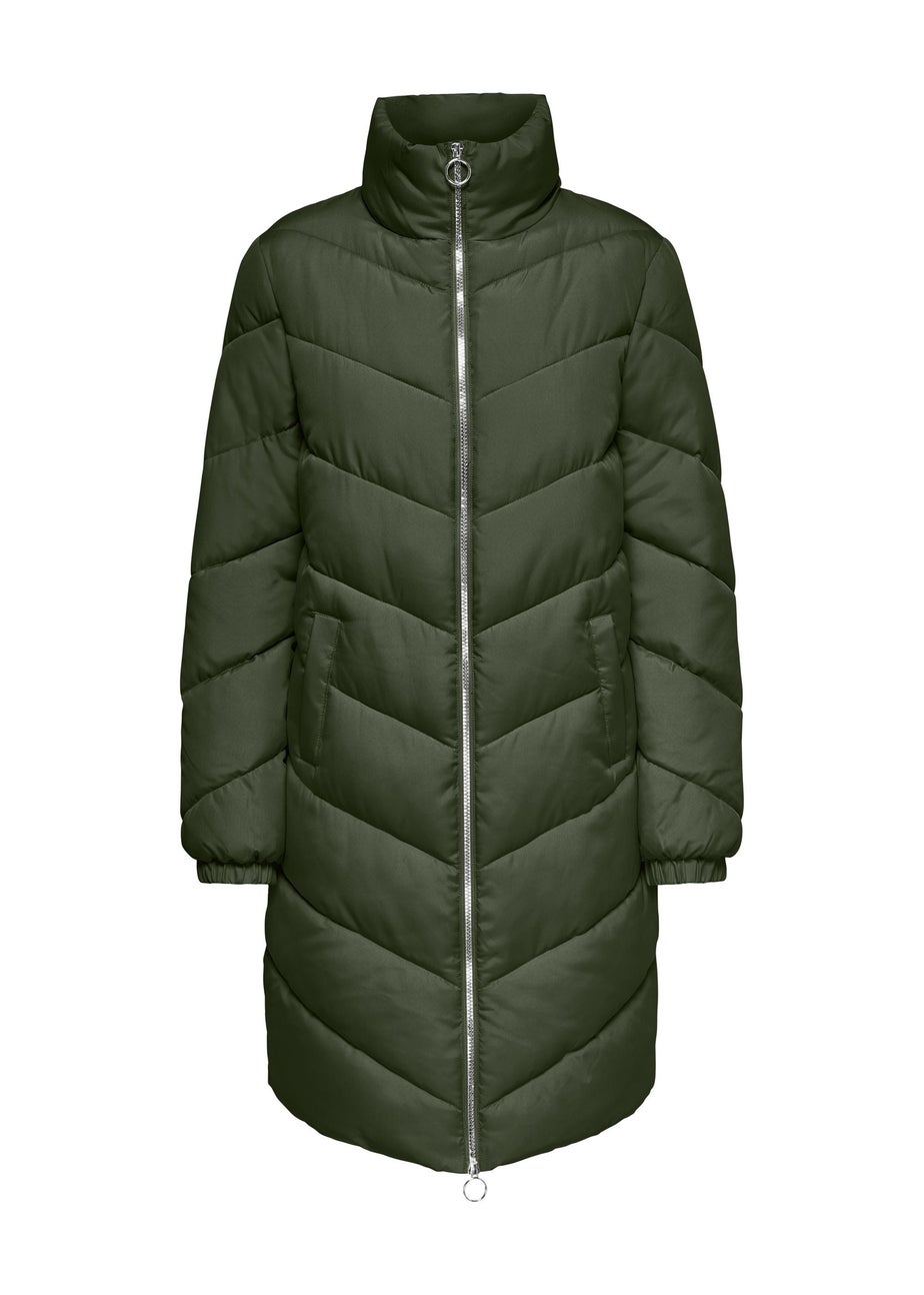 JDY Forest Green Padded Midi Coat