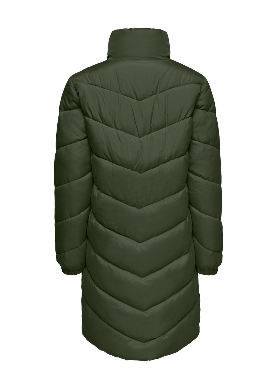 JDY Forest Green Padded Midi Coat