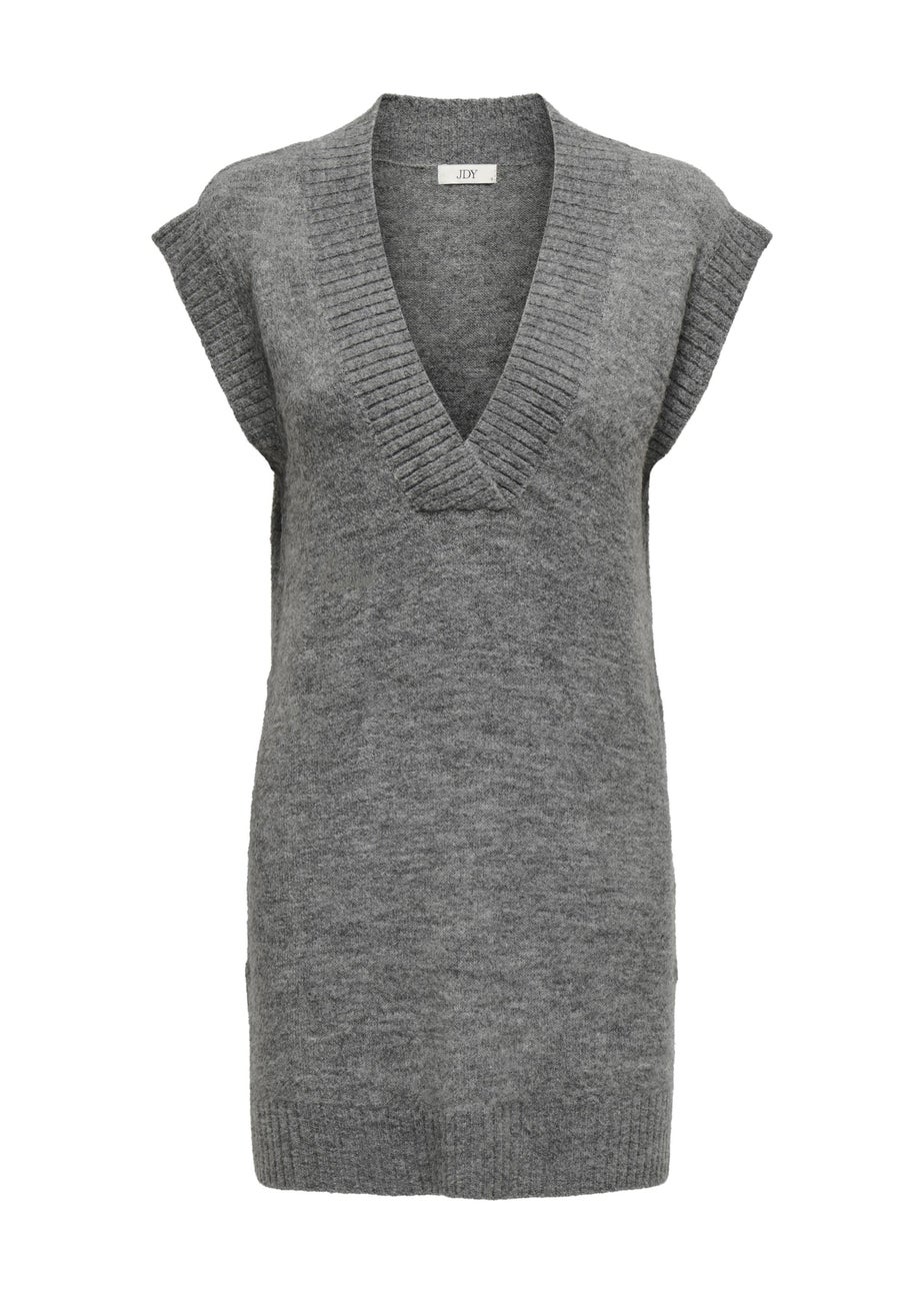 JDY Grey V Neck Jumper Dress