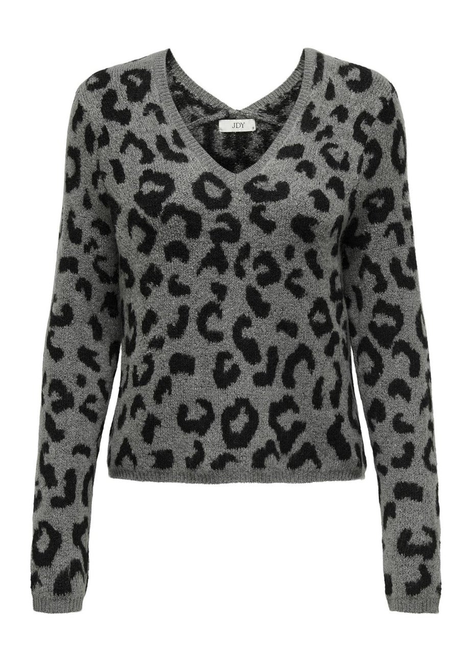 JDY Grey Leopard Knitted Jumper