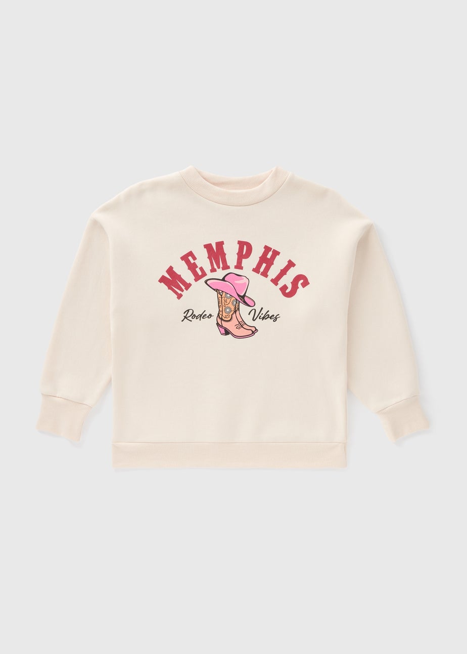 Girls Cream Cowgirl Boots Sweatshirt (7-15yrs)