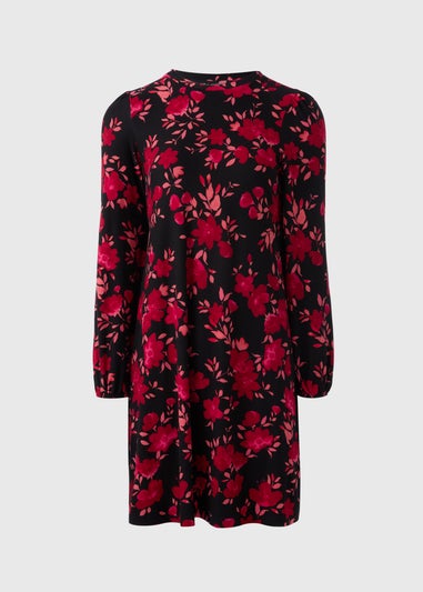 Pink Floral Long Sleeve Mini Dress