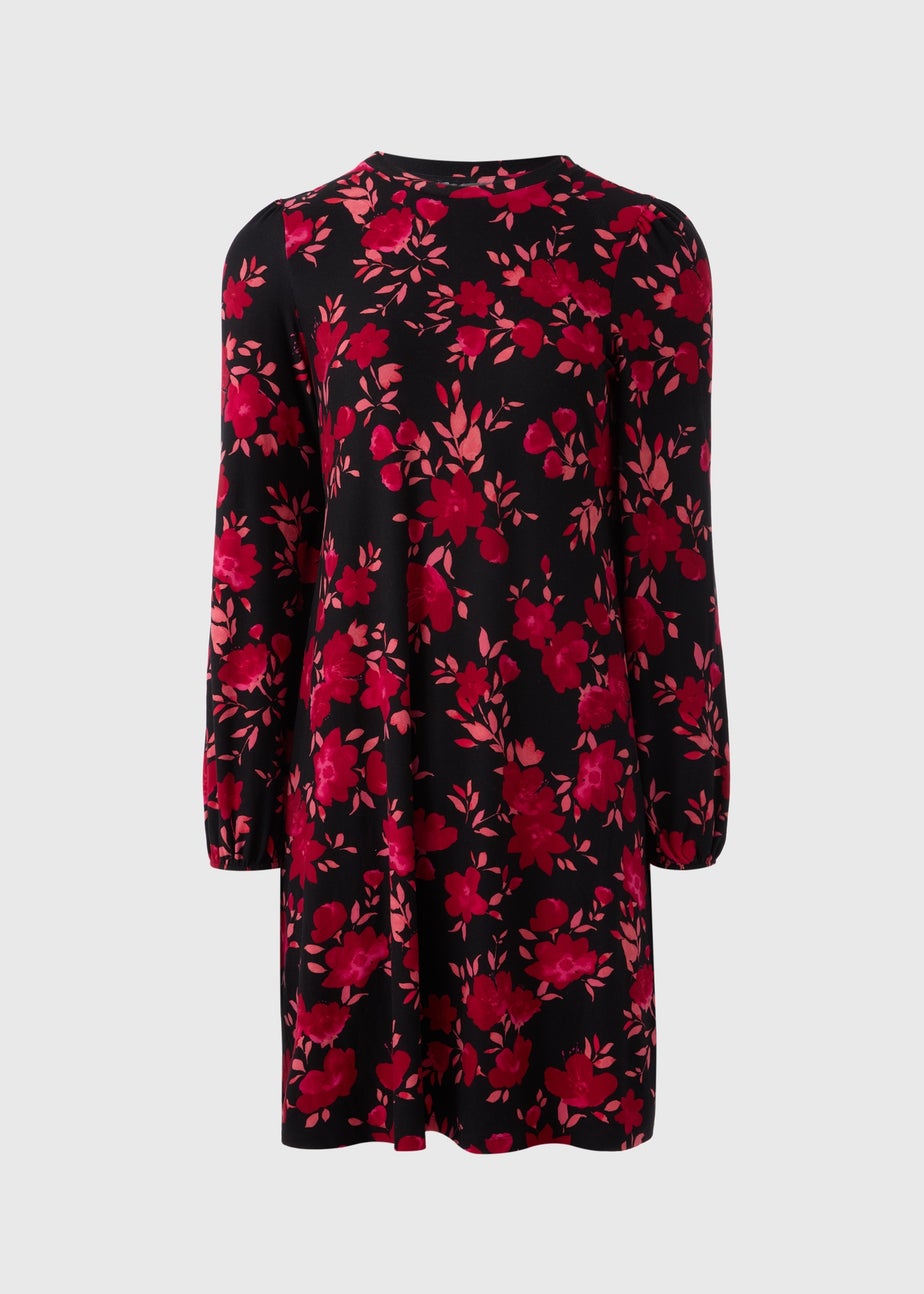 Pink Floral Long Sleeve Mini Dress