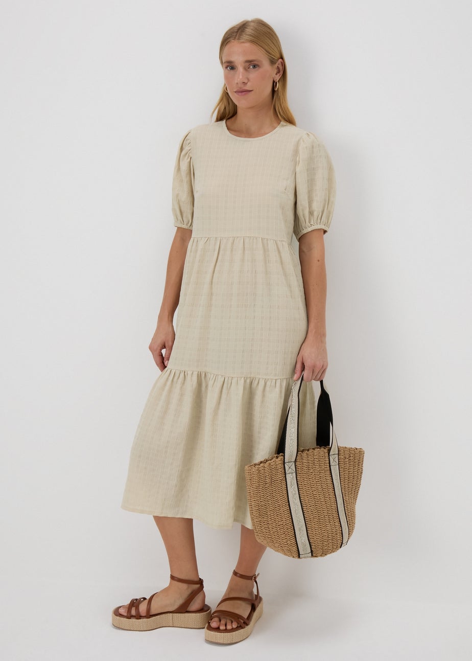 Stone Textured Smock Maxi Dress