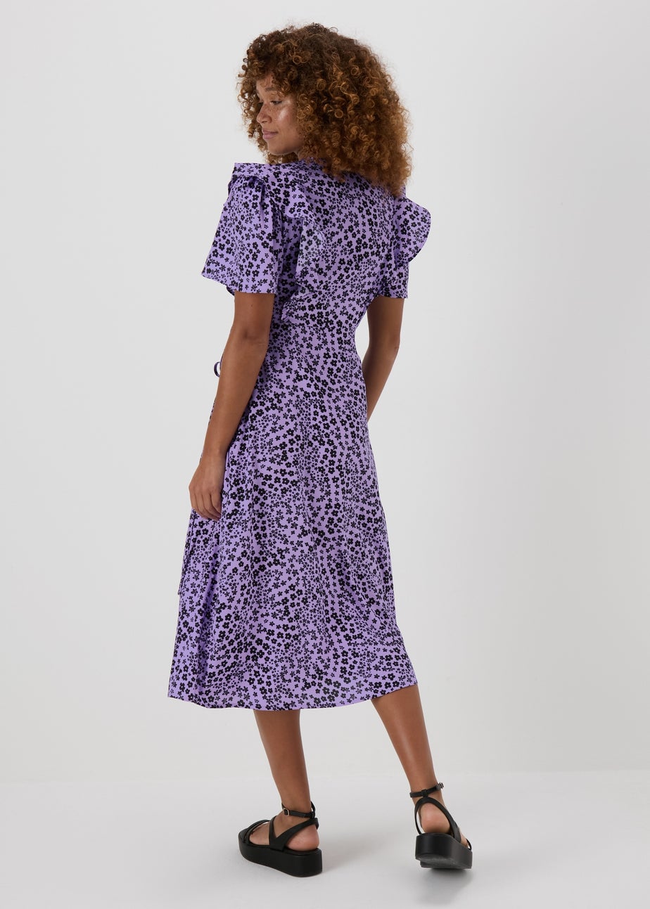 Purple Floral Wrap Dress