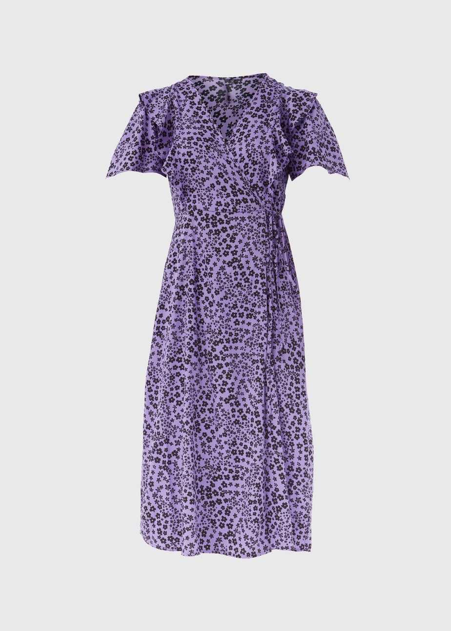 Purple Floral Wrap Dress