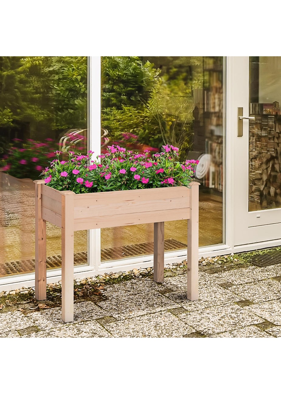 Outsunny Garden Wooden Planter Flower Raised Bed Herb Grow Box Container